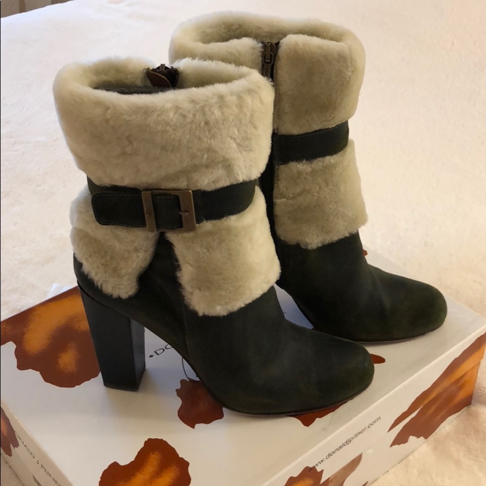 DonaldPliner all leather shearling accent booty